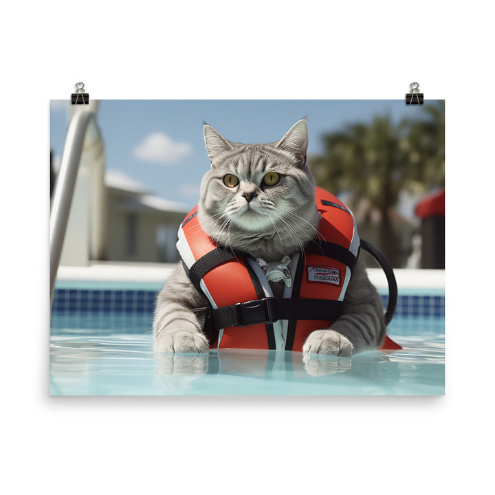 British Shorthair Lifeguard Photo paper poster - PosterfyAI.com