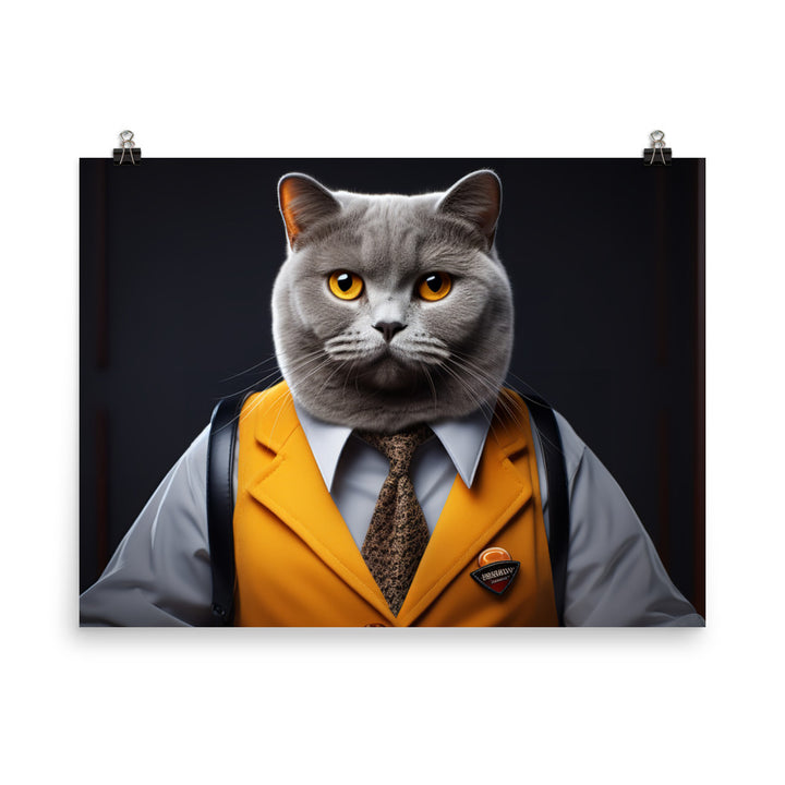 British Shorthair Janitor Photo paper poster - PosterfyAI.com
