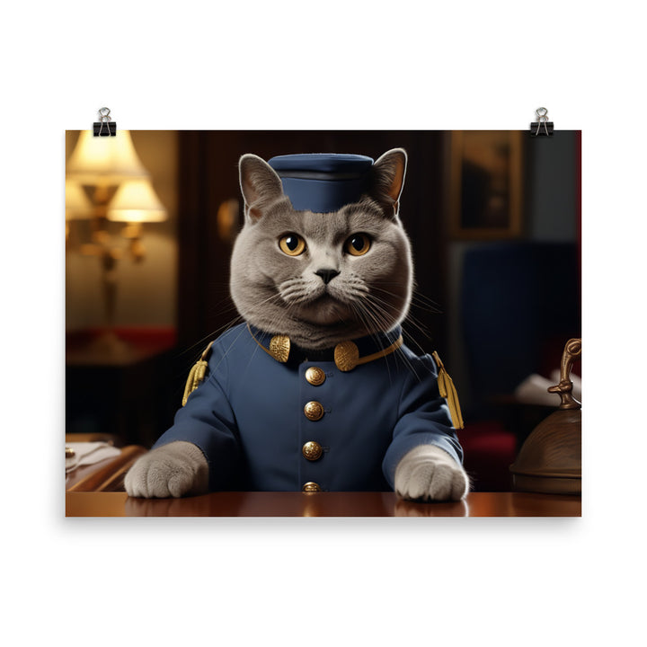 British Shorthair Hotel Staff Photo paper poster - PosterfyAI.com