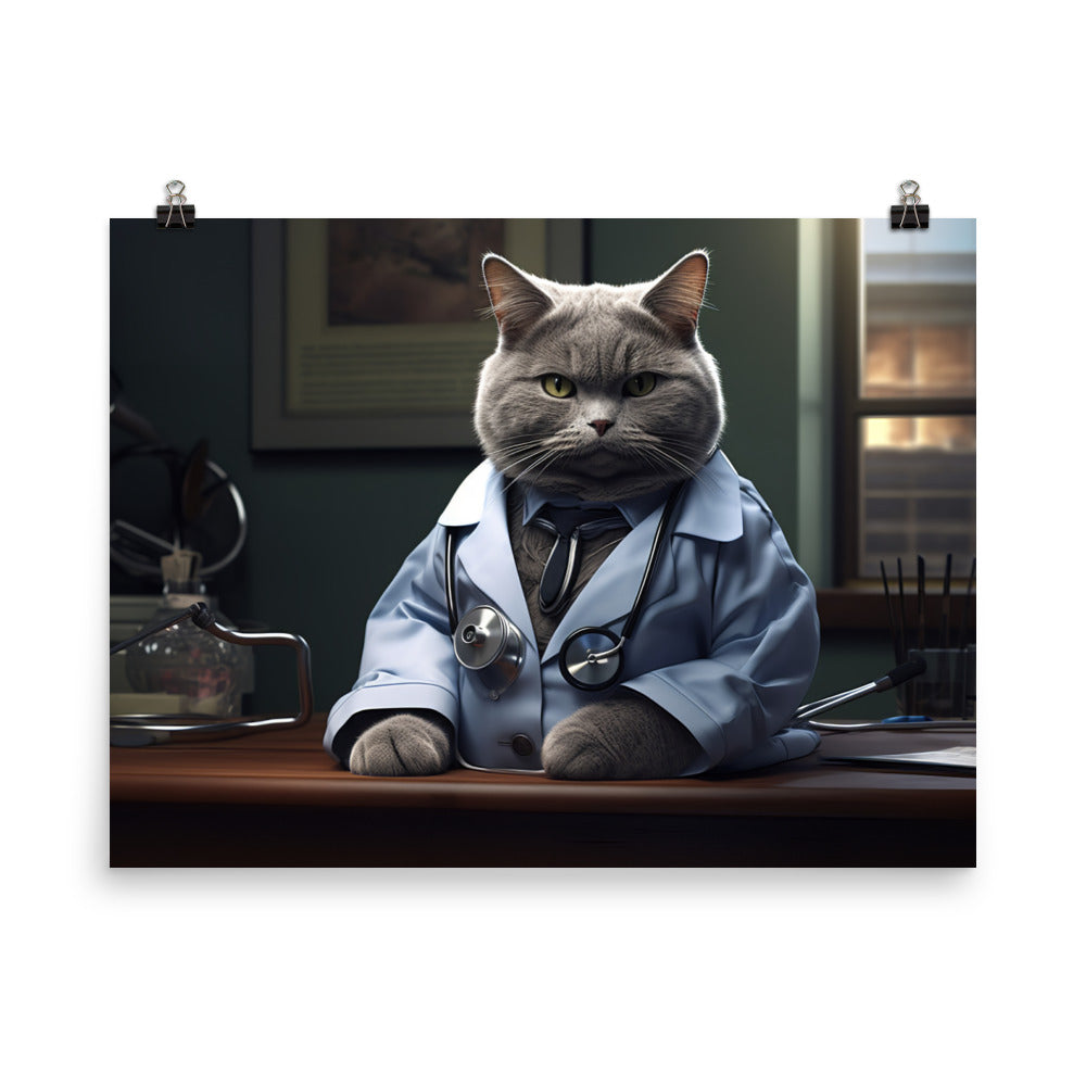 British Shorthair Doctor Photo paper poster - PosterfyAI.com