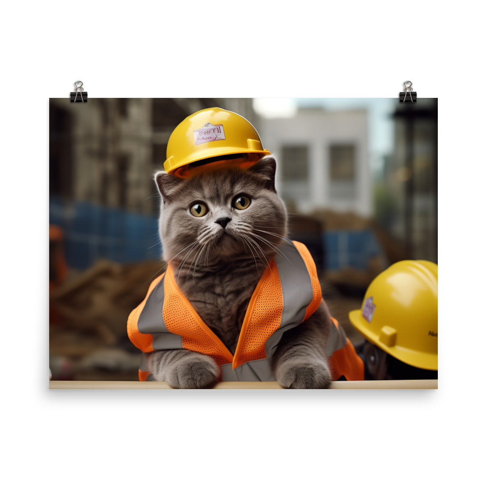 British Shorthair Contractor Photo paper poster - PosterfyAI.com