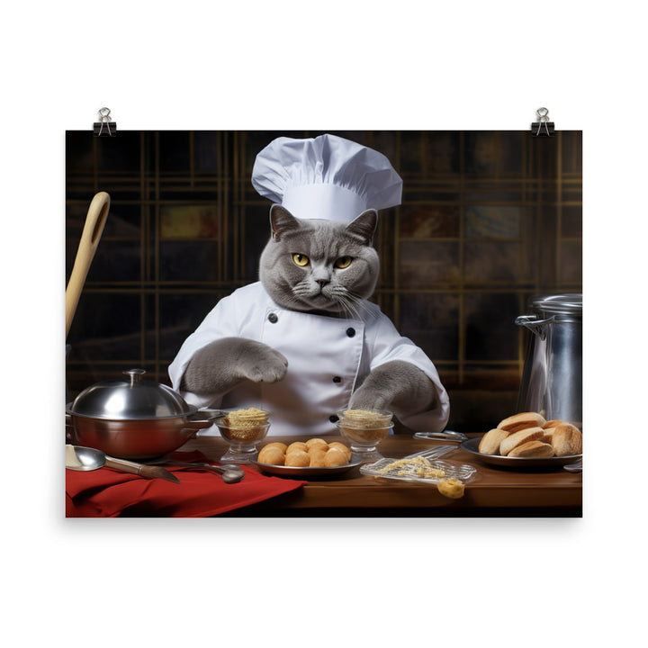British Shorthair Chef Photo paper poster - PosterfyAI.com