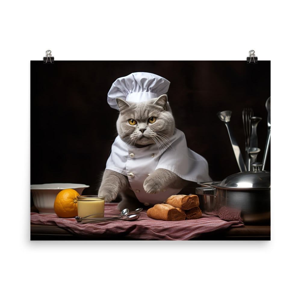 British Shorthair Chef Photo paper poster - PosterfyAI.com