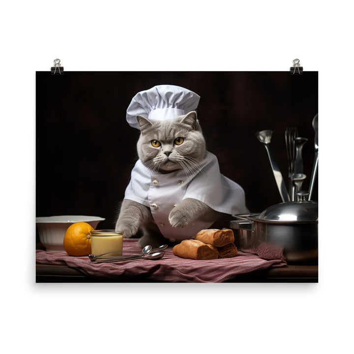 British Shorthair Chef Photo paper poster - PosterfyAI.com