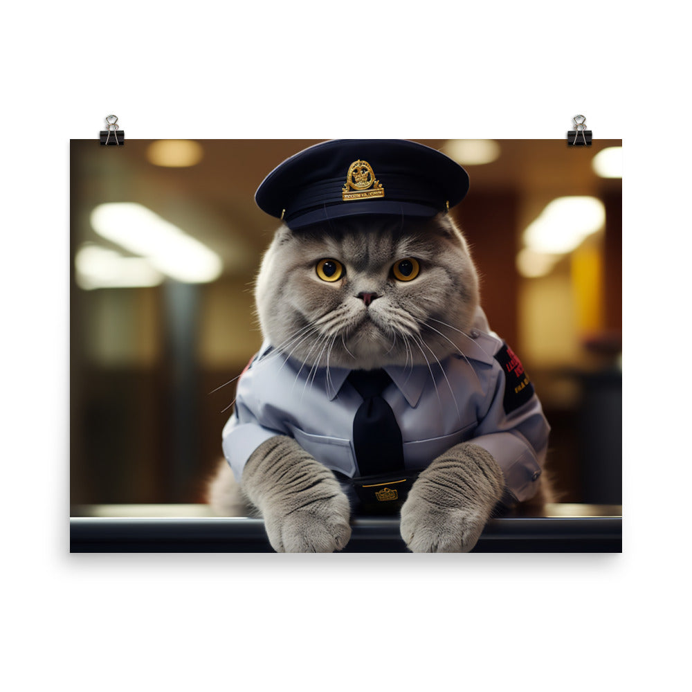 Scottish Fold Security Officer Photo paper poster - PosterfyAI.com