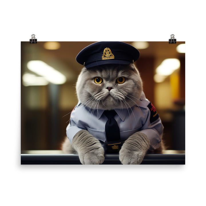Scottish Fold Security Officer Photo paper poster - PosterfyAI.com