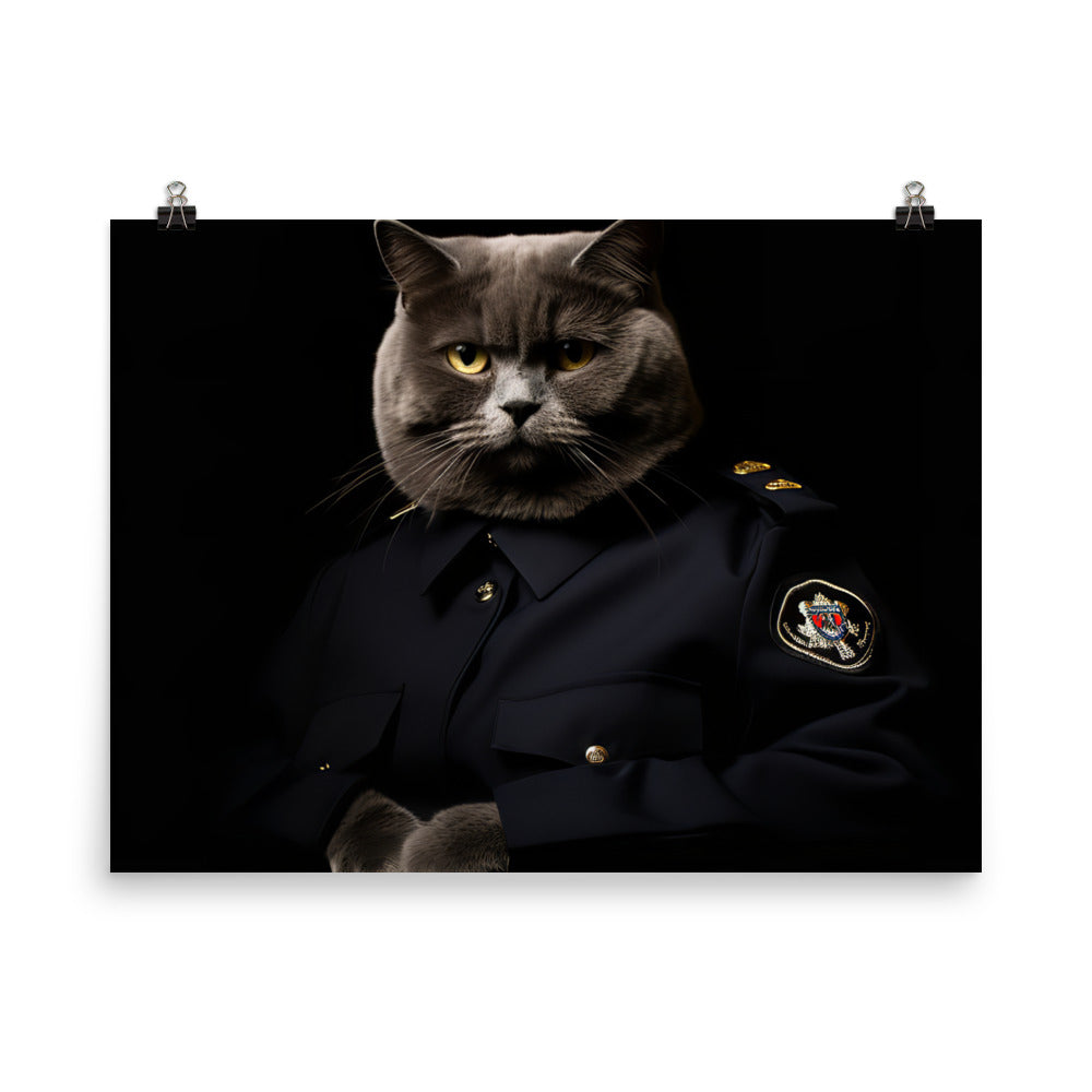 Scottish Fold Security Officer Photo paper poster - PosterfyAI.com