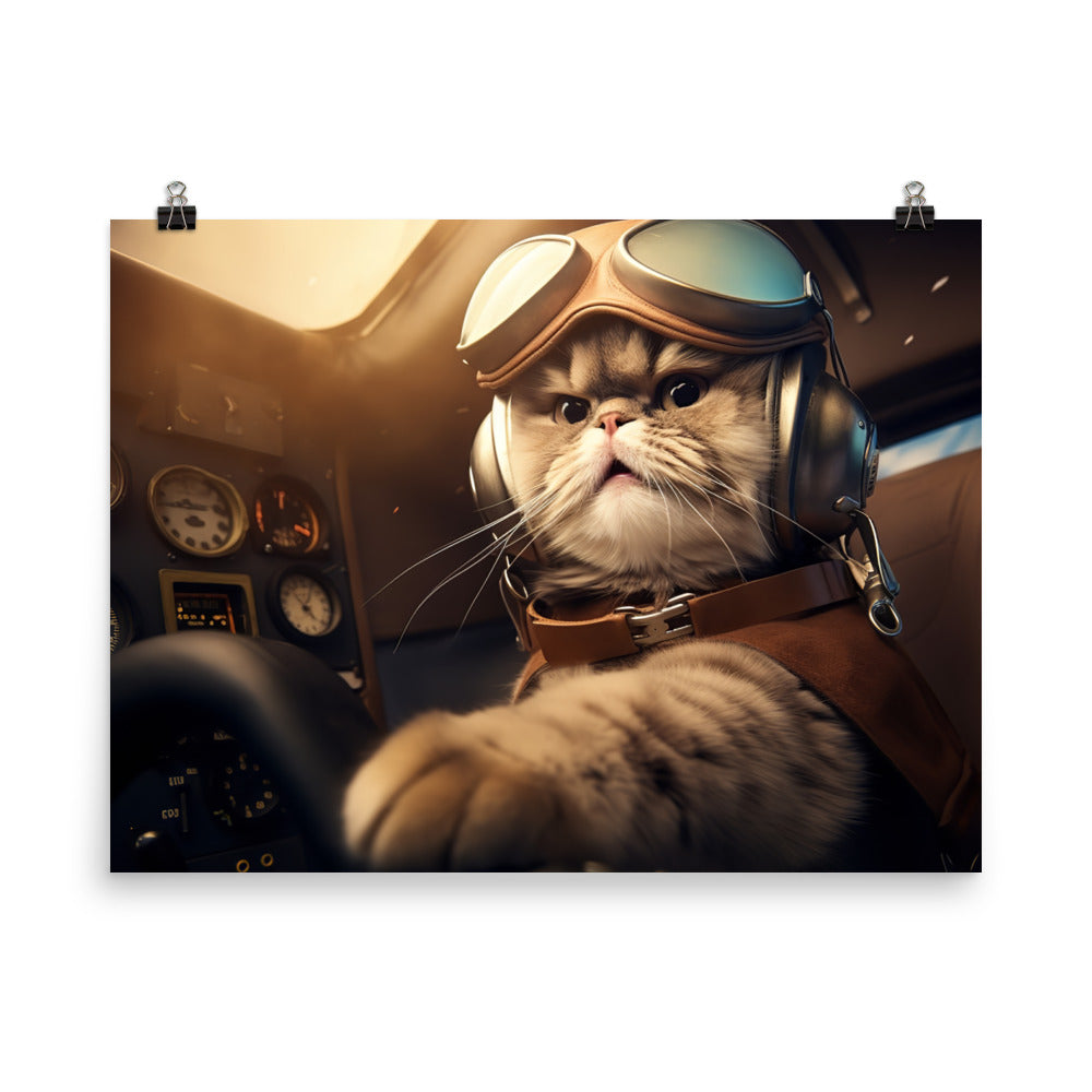 Scottish Fold Pilot Photo paper poster - PosterfyAI.com