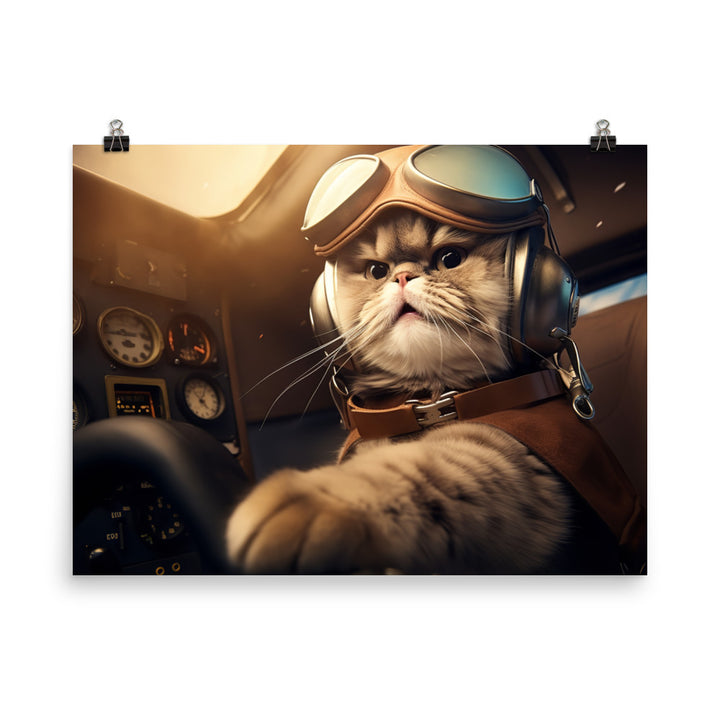 Scottish Fold Pilot Photo paper poster - PosterfyAI.com