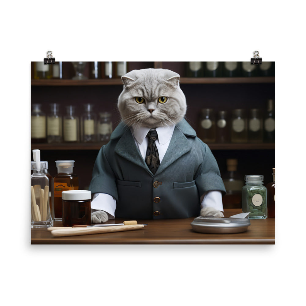 Scottish Fold Pharmacist Photo paper poster - PosterfyAI.com