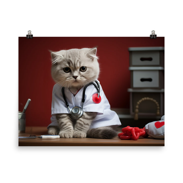 Scottish Fold Nurse Photo paper poster - PosterfyAI.com