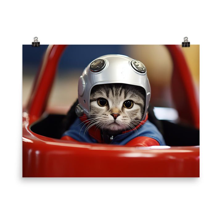 Scottish Fold Motorsport Athlete Photo paper poster - PosterfyAI.com