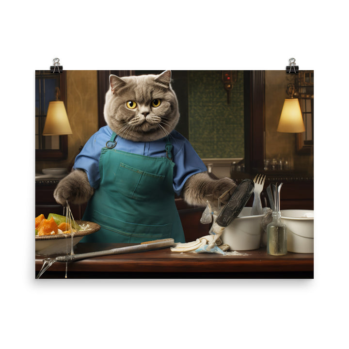 Scottish Fold Janitor Photo paper poster - PosterfyAI.com