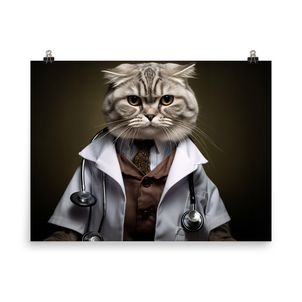 Scottish Fold Doctor Photo paper poster - PosterfyAI.com