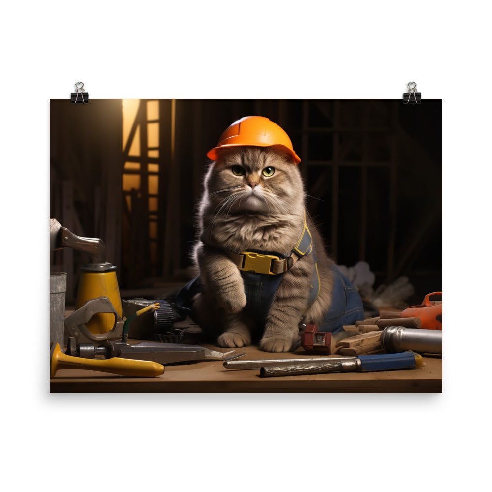 Scottish Fold Contractor Photo paper poster - PosterfyAI.com