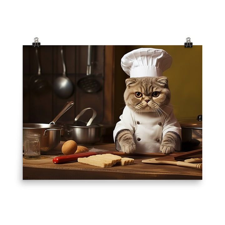 Scottish Fold Chef Photo paper poster - PosterfyAI.com