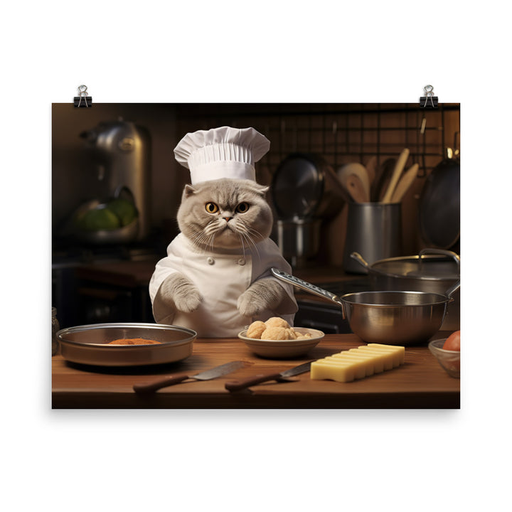 Scottish Fold Chef Photo paper poster - PosterfyAI.com