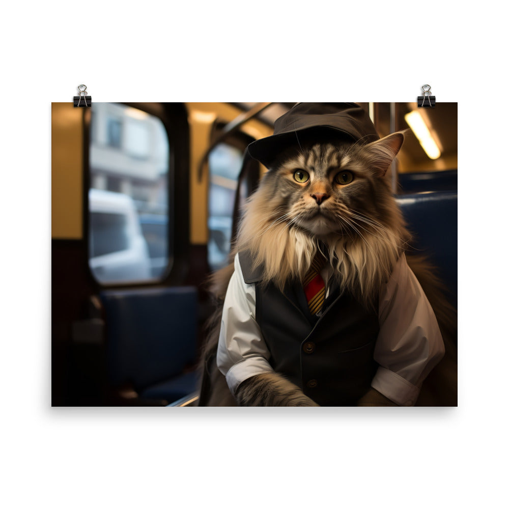 Maine Coon Transit Operator Photo paper poster - PosterfyAI.com