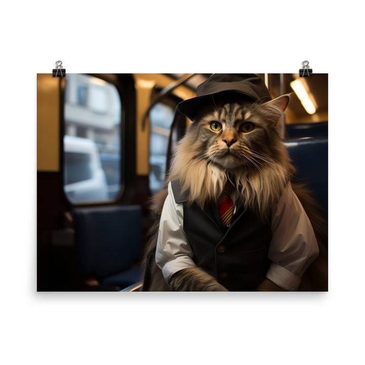 Maine Coon Transit Operator Photo paper poster - PosterfyAI.com
