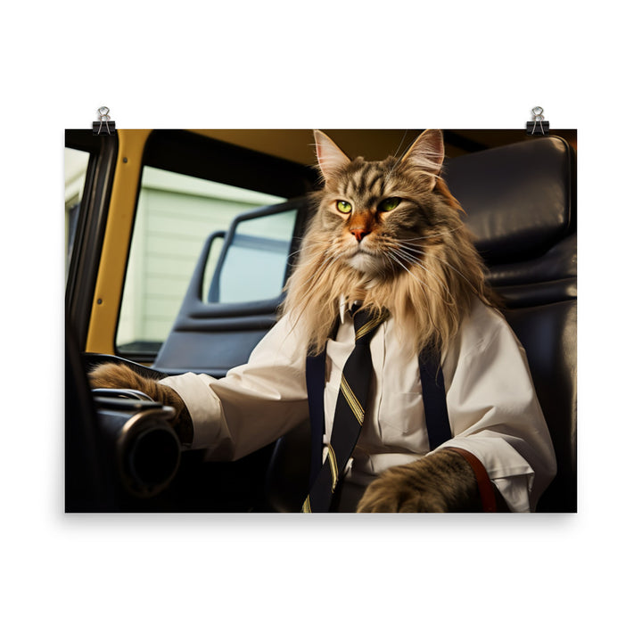 Maine Coon Transit Operator Photo paper poster - PosterfyAI.com