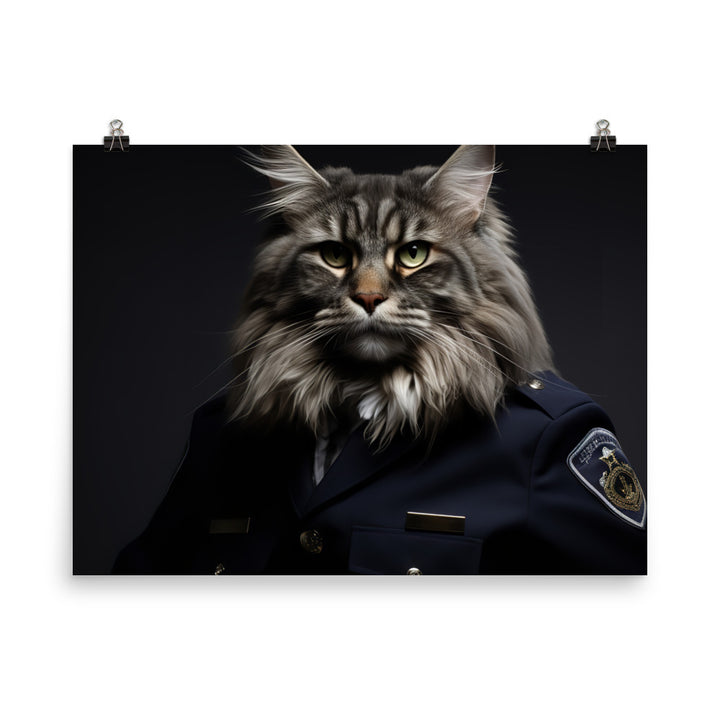 Maine Coon Security Officer Photo paper poster - PosterfyAI.com