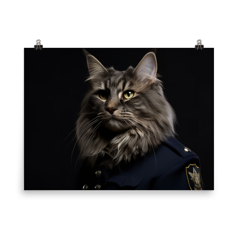 Maine Coon Security Officer Photo paper poster - PosterfyAI.com