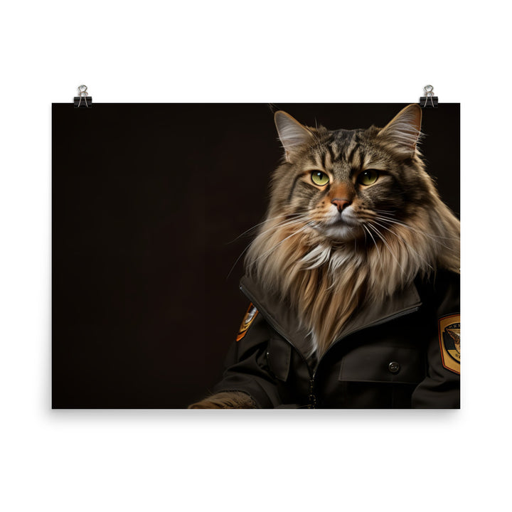 Maine Coon Security Officer Photo paper poster - PosterfyAI.com