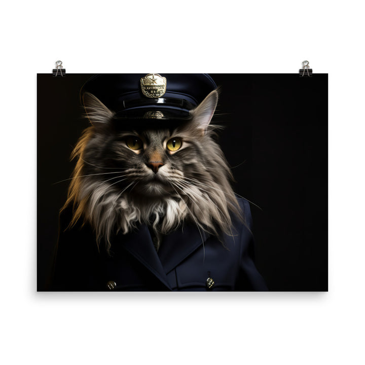 Maine Coon Security Officer Photo paper poster - PosterfyAI.com