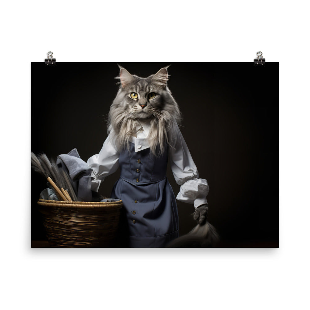 Maine Coon Janitor Photo paper poster - PosterfyAI.com