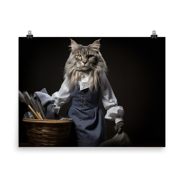 Maine Coon Janitor Photo paper poster - PosterfyAI.com