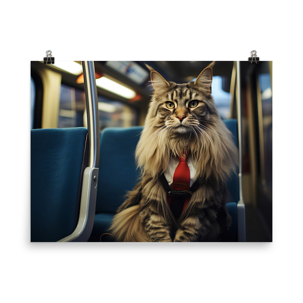 Maine Coon Transit Operator Photo paper poster - PosterfyAI.com