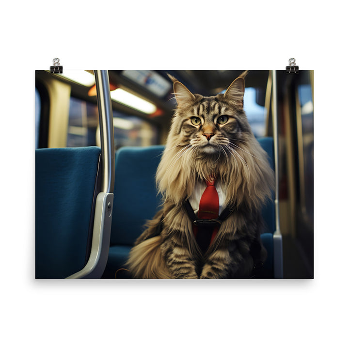 Maine Coon Transit Operator Photo paper poster - PosterfyAI.com