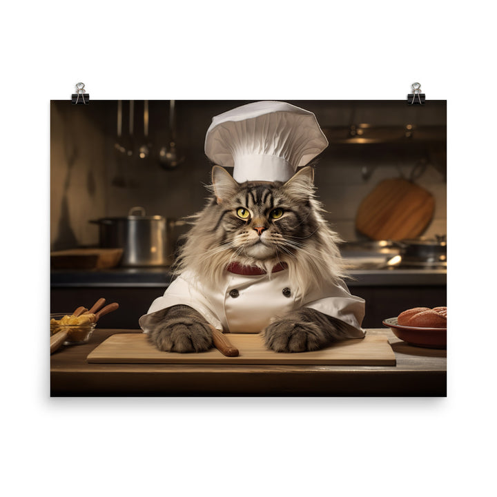 Maine Coon Chef Photo paper poster - PosterfyAI.com