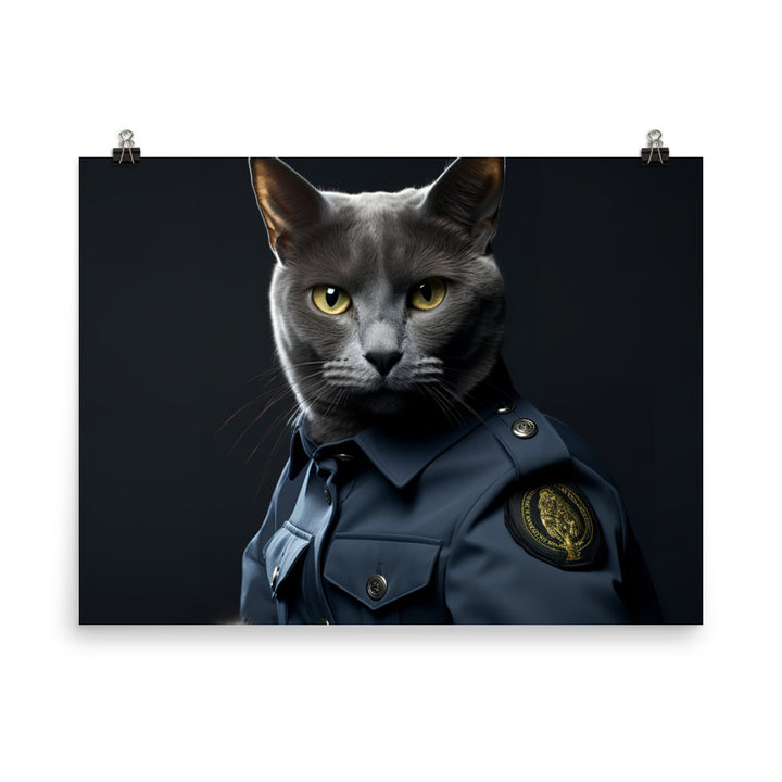 Russian Blue Security Officer Photo paper poster - PosterfyAI.com