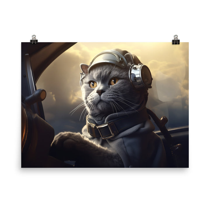 Russian Blue Pilot Photo paper poster - PosterfyAI.com