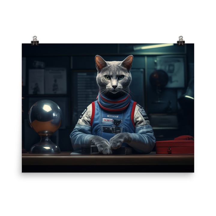 Russian Blue Motorsport Athlete Photo paper poster - PosterfyAI.com