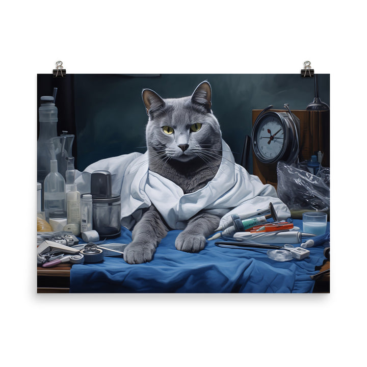 Russian Blue Doctor Photo paper poster - PosterfyAI.com