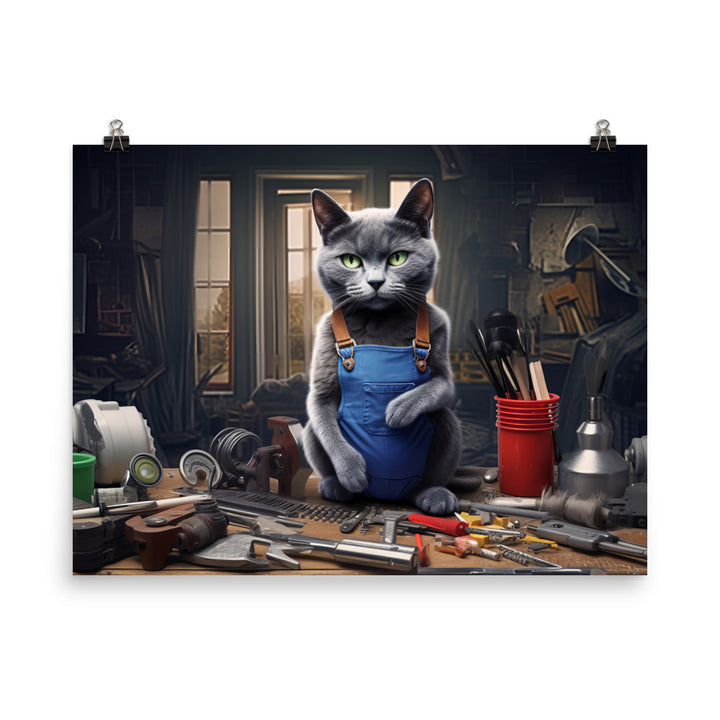 Russian Blue Contractor Photo paper poster - PosterfyAI.com