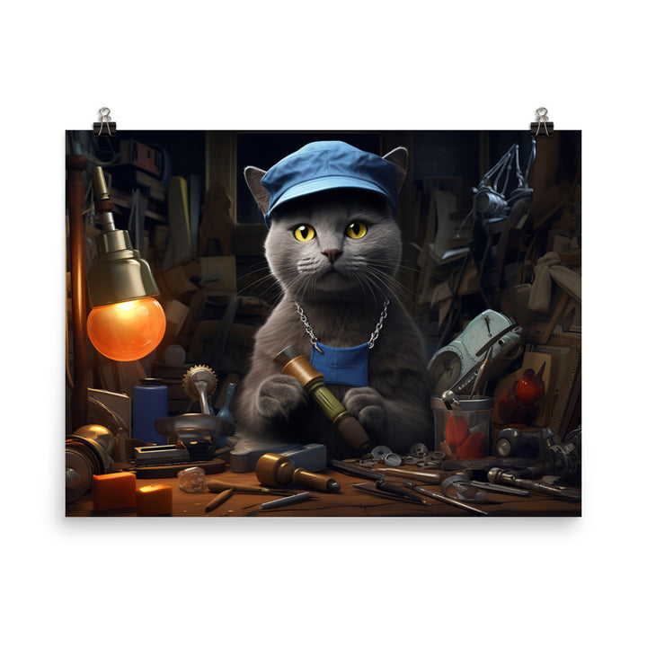 Russian Blue Contractor Photo paper poster - PosterfyAI.com