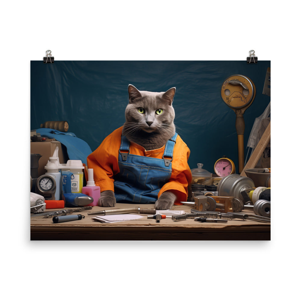 Russian Blue Contractor Photo paper poster - PosterfyAI.com