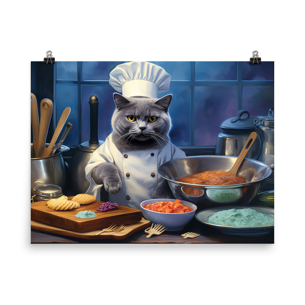 Russian Blue Chef Photo paper poster - PosterfyAI.com