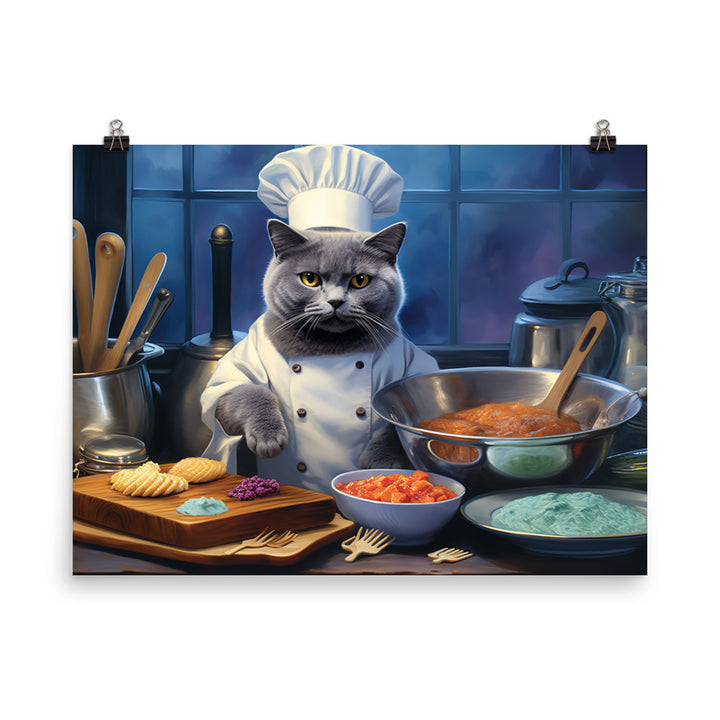 Russian Blue Chef Photo paper poster - PosterfyAI.com