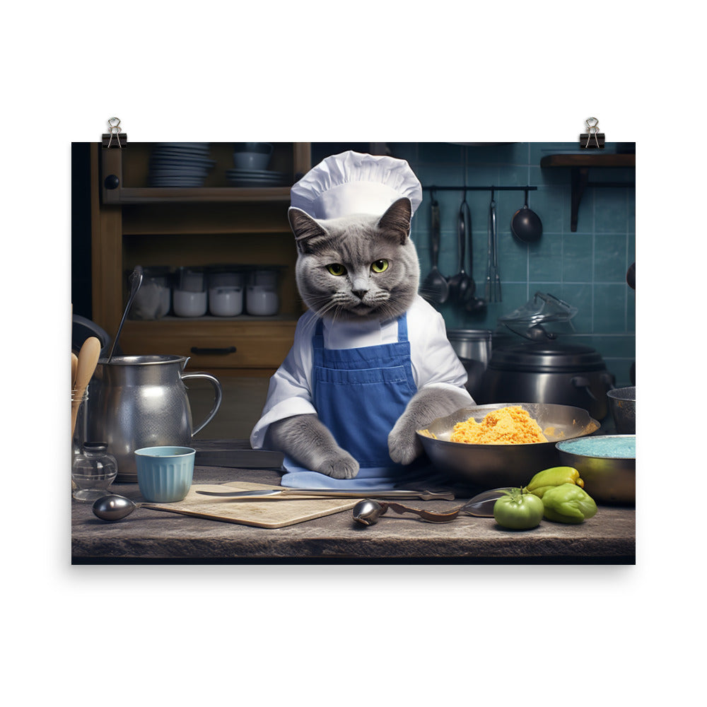 Russian Blue Chef Photo paper poster - PosterfyAI.com