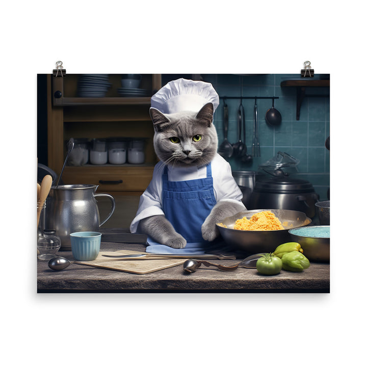 Russian Blue Chef Photo paper poster - PosterfyAI.com