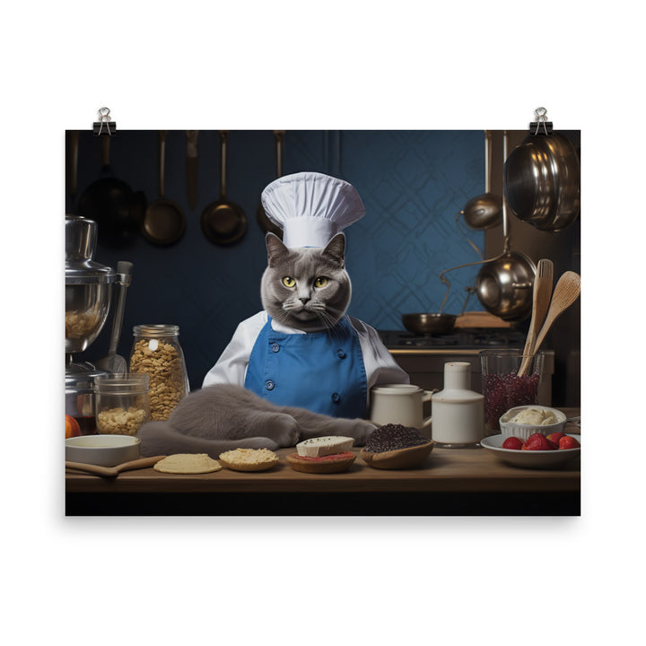 Russian Blue Chef Photo paper poster - PosterfyAI.com