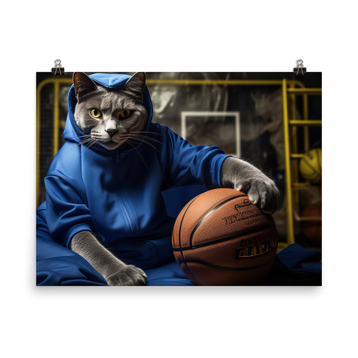 Russian Blue Basketball Photo paper poster - PosterfyAI.com