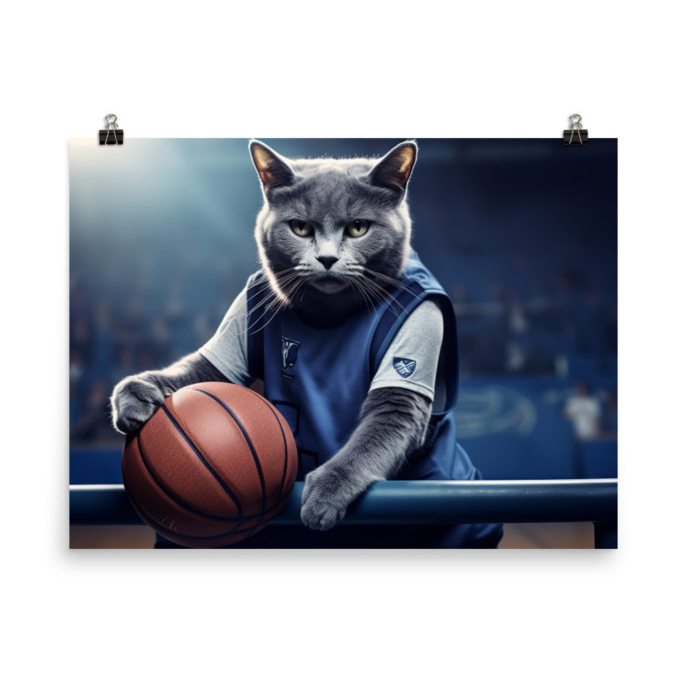 Russian Blue Basketball Photo paper poster - PosterfyAI.com