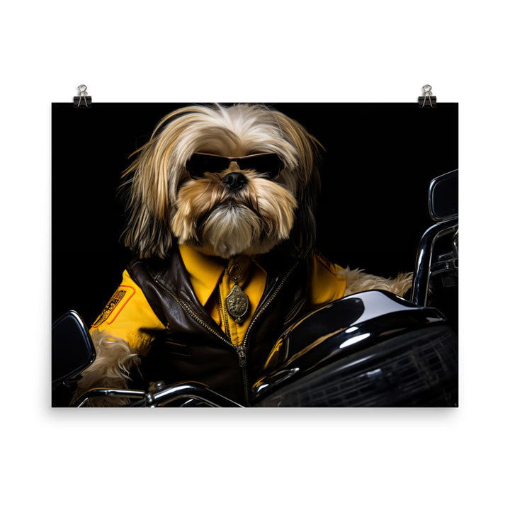 Lhasa Apso Superbike Athlete Photo paper poster - PosterfyAI.com