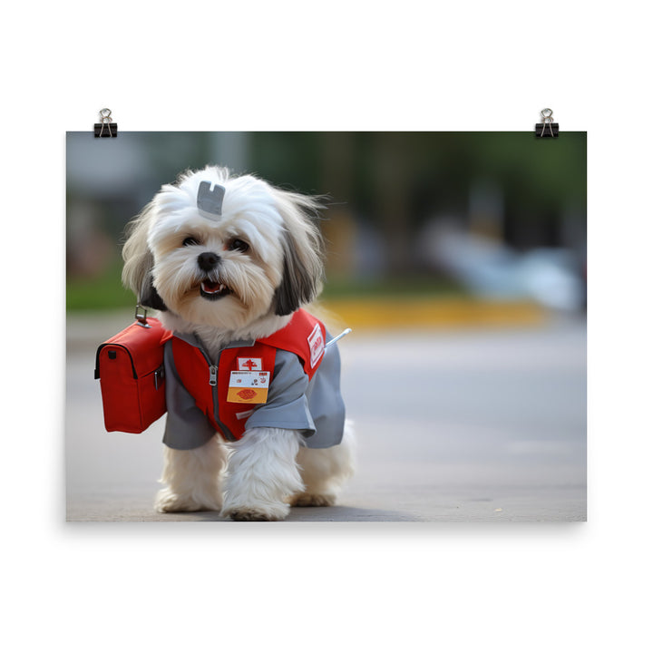 Lhasa Apso Mail Carrier Photo paper poster - PosterfyAI.com