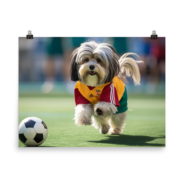 Lhasa Apso Football Player Photo paper poster - PosterfyAI.com